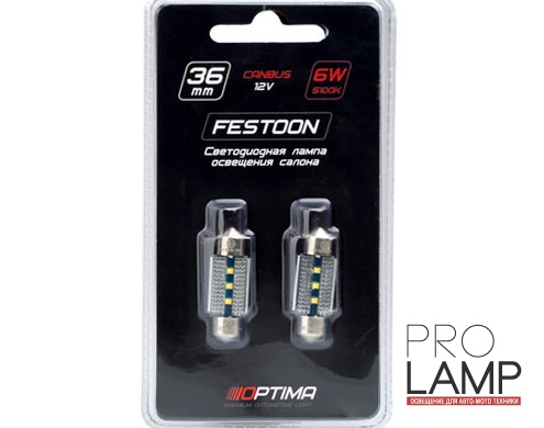 Светодиодные лампы Optima Premium C5W, 36 мм — Optima Premium C5W 36mm CAN Festun 3