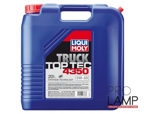 LIQUI MOLY Top Tec Truck 4350 5W-30 — Cинтетическое моторное масло 20 л.: liqui moly top tec truck 4350 5w 30 cj 4 sn e6